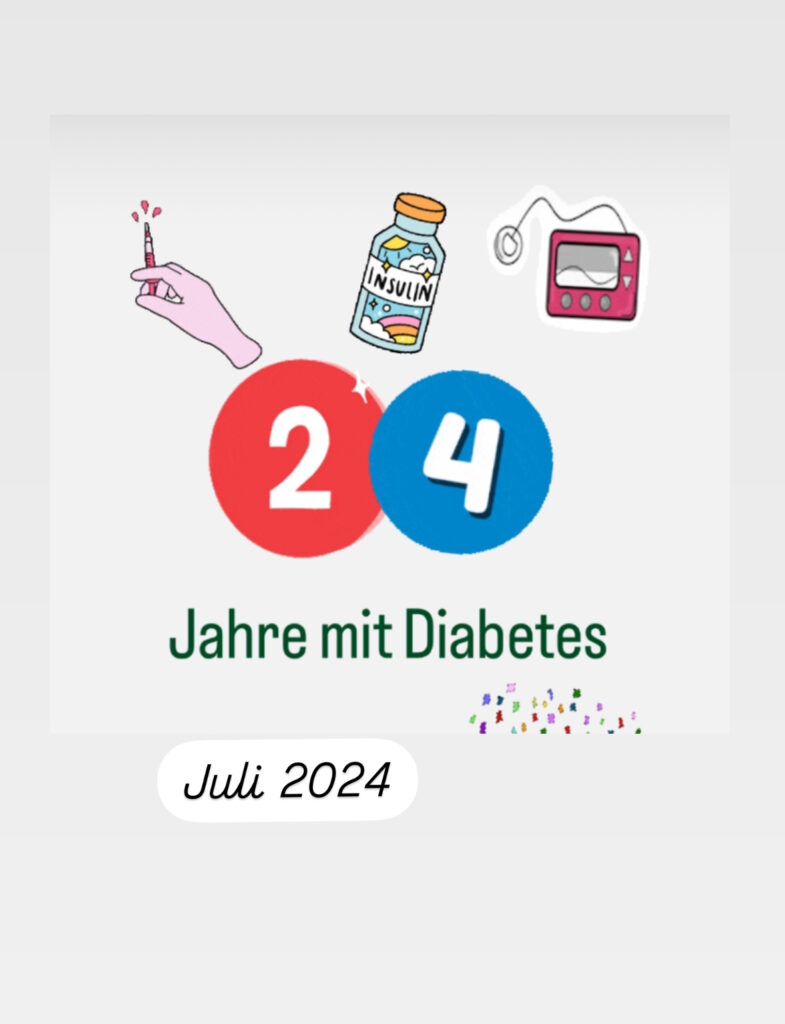 Bildbeschreibung: Collage mit der Zahl 24 und dem Text 24 Jahre mit Diabetes 