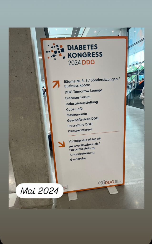 Bildbeschreibung: Hinweisschild zur Orientierung auf dem Kongress der Deutschen Diabetes Gesellschaft in Berlin 